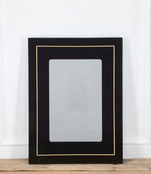 Italian Black Acrylic Mirror With Brass Banding MI1535479