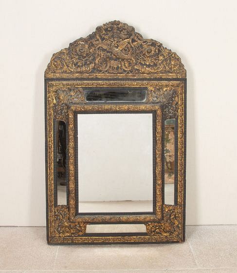 Large 19th Century Brass Cushion Mirror MI2543449