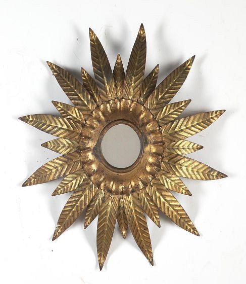 20th Century Spanish Gilt-metal Leaf Sun Mirror MI3423702