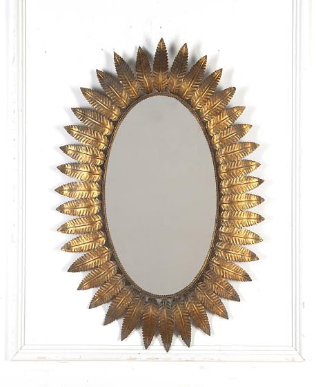 Oval 20th Century Spanish Gilt-metal Mirror MI3423703