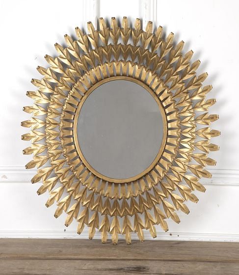 20th Century Spanish Gilt-metal Leaf Sun Mirror MI3424273
