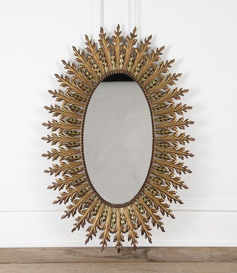 Spanish 20th Century Gilt Metal Sun Mirror MI3426223