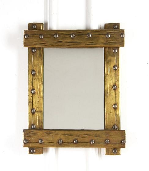 SALE: Brass and Chrome Riveted Mirror MI3718106