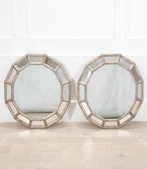 Pair of 20th Century Silvered Wood and Gesso Mirrors MI3833718