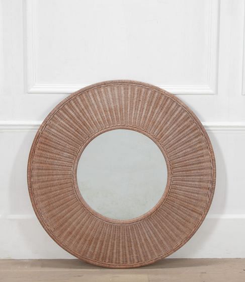 Circular 20th Century Italian Bleached Cane Mirror MI3835030