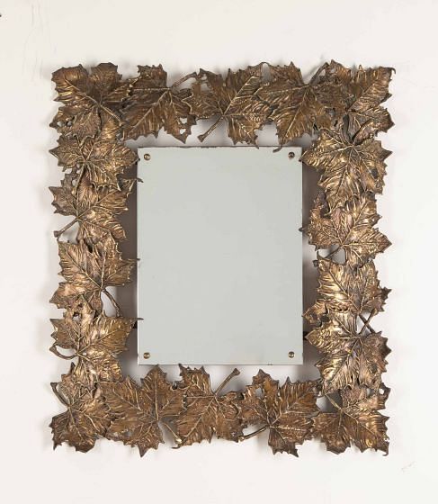 Mid-Century Spanish Gilt Bronze Leaf Mirror MI3842791