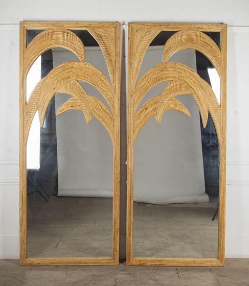 Pair of Mid-Century Style French Bamboo Mirrors MI4624348