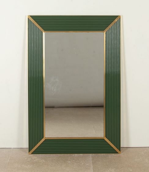 Contemporary Italian Olive Green Glass Frame Mirror MI4643300