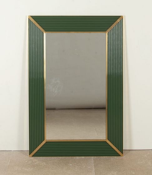 Contemporary Italian Olive Green Glass Frame Mirror MI4643300