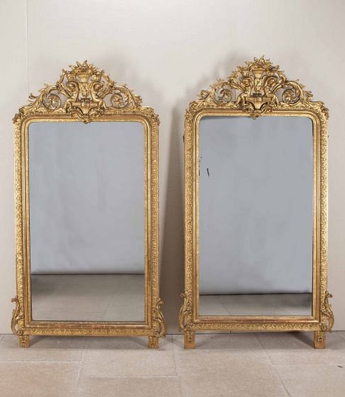 Pair of 19th Century French Neo-Classical Gilt Mirrors MI4843135