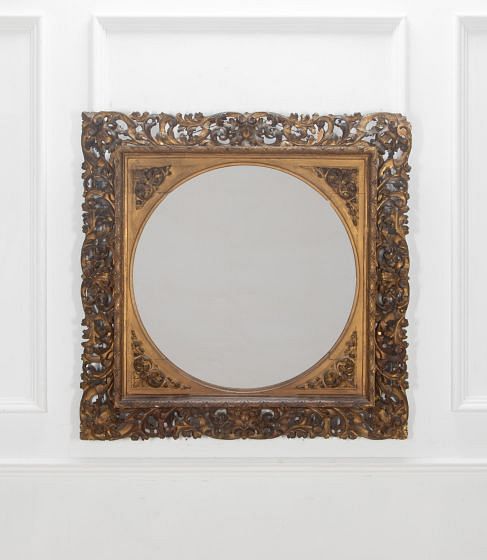 19th Century Florentine Giltwood Square Mirror MI7037038