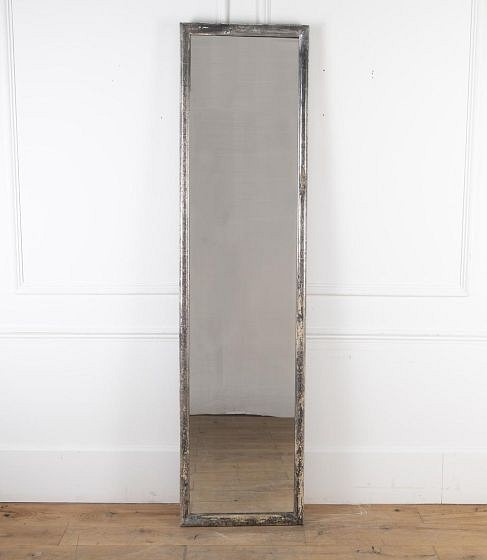 19th Century French Silver Bistro Mirror with Original Plate MI7122303