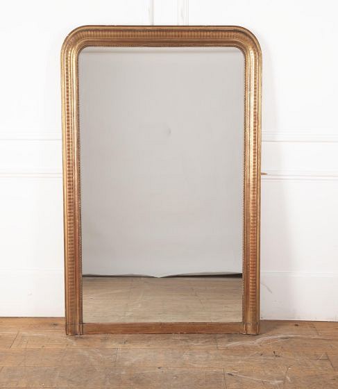 19th Century French Gilded Overmantle Art Deco Style Mirror MI8530685