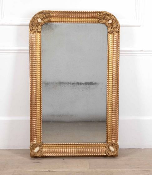 19th Century French Arched Topped Gilded Wall Mirror MI8540043