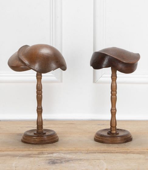 Pair of 20th Century French Wooden Felt Hat Forms on Stands OF2341553