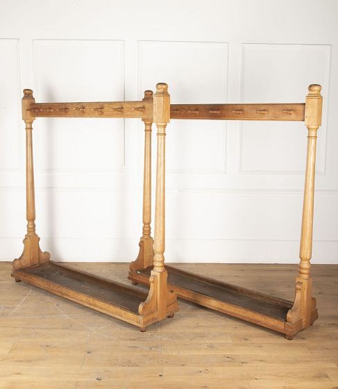 SALE: Pair of Early 20th Century Monumental Oak Coat Stands OF8233266