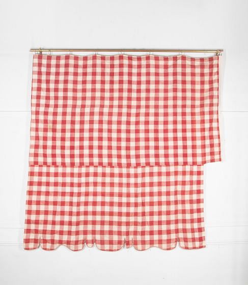French 19th Century Red Vichy Scalloped Panel RT4237056