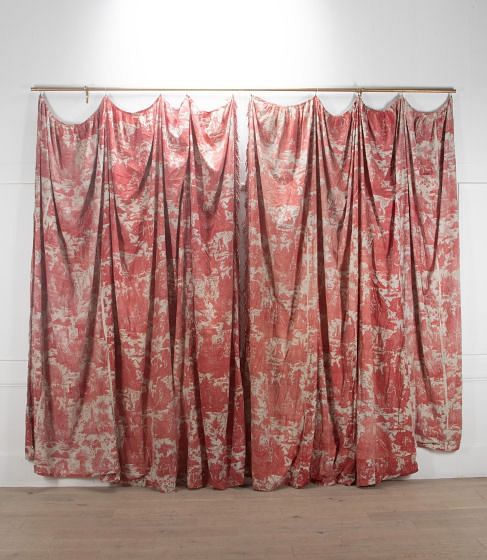 French 19th Century 'L'art d'Aimer' Toile de Beautiran Bed Curtains RT4237964