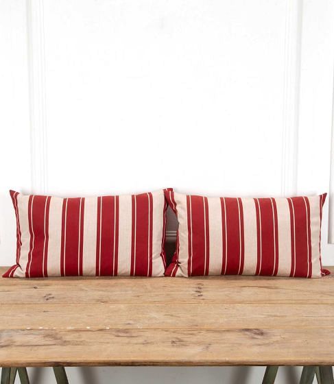 Pair of 20th Century French Red Stripe Silk Cushions RT4240175