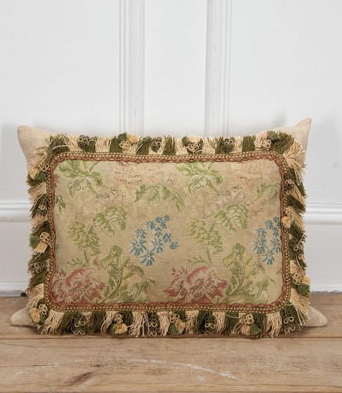Large 18th Century Cushion Made of Brocade and Antique Hemp RT9340299