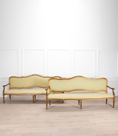 Pair of Large Late 18th Century Italian Giltwood Settees SB0138928