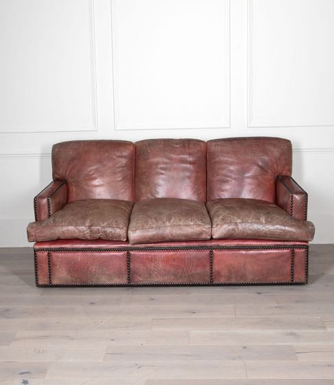 20th Century Red Leather Three Seater Sofa SB4833010
