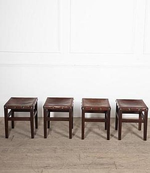 Set of Four 20th Century Spanish Leather Stools ST1529954