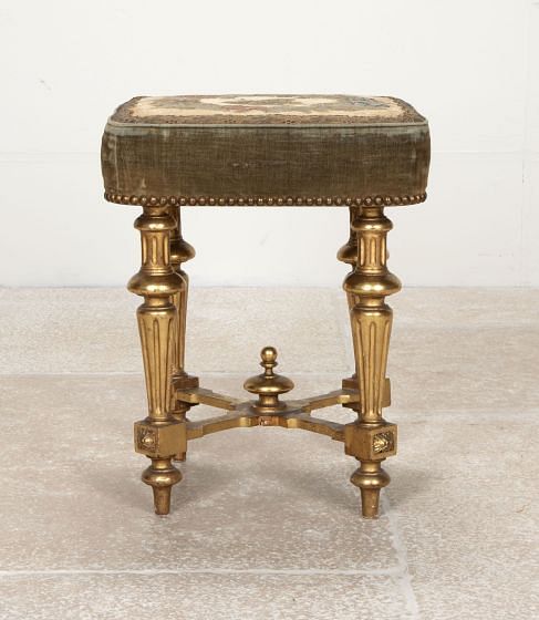 19th Century French Giltwood & Needlework Stool ST1541950