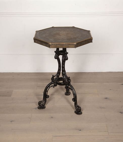 20th Century French Iron Gueridon With Embossed Brass Top TA1532508