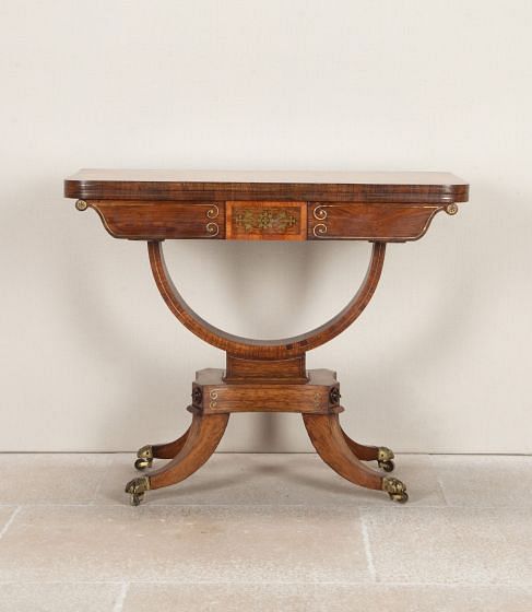 English Regency Brass Inlaid Card Table TA2542775