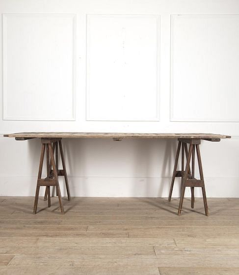 Early 20th Century French Hotel Sign Trestle Table TA4115177