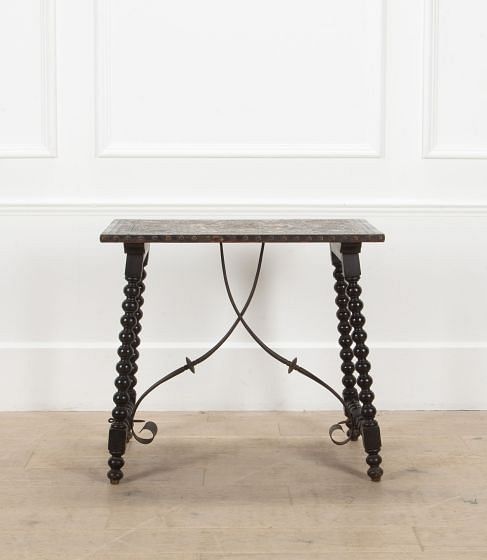 19th Century Spanish Ebonised Leather Top Table TA5239098