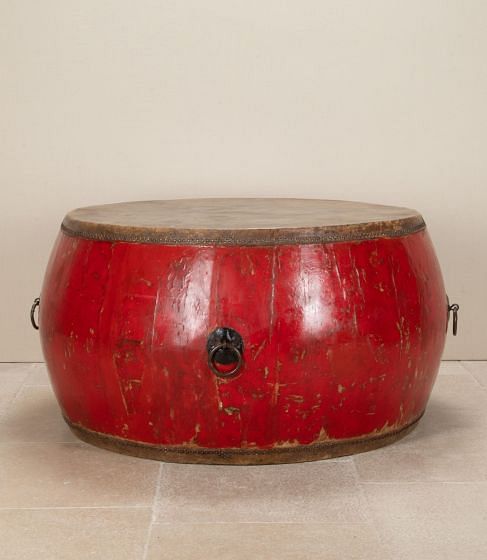19th Century Red Lacquered Temple Drum Centre Table TA5242984