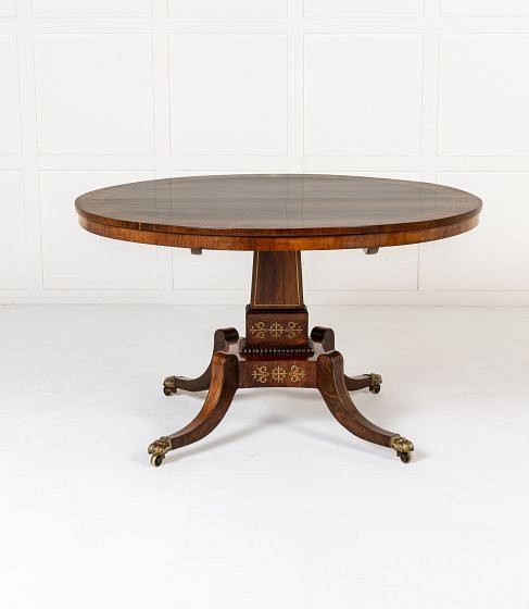 19th Century English Regency Rosewood Centre Table with Brass Inlay TC0639825