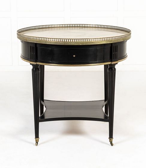 20th Century French Ebonised Guéridon with Marble Top Table TC0641616