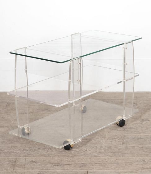 20th Century French Lucite and Glass Trolley TC1530018