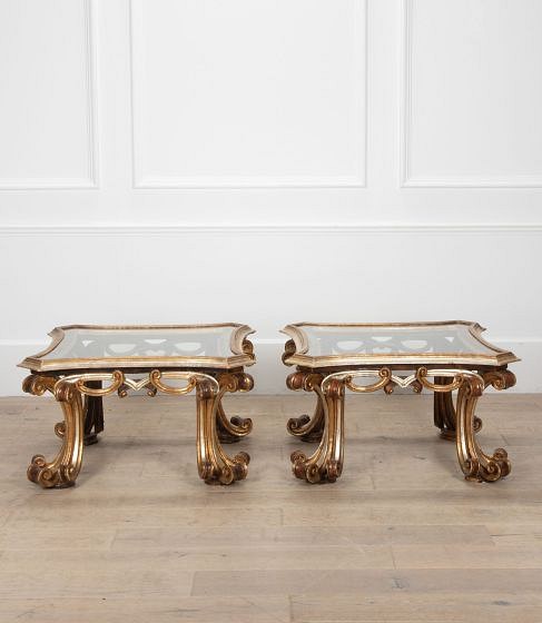 SALE: Pair of Spanish 20th Century Gold and Silver Gilt Occasional Tables TC5239416