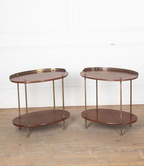19th Century Pair of Brass and Mahogany Etageres TC8231282