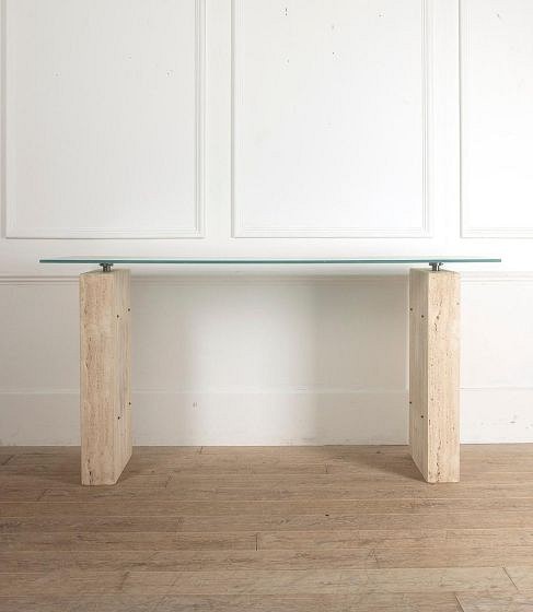 Mid-Century French Travertine Console Table TC9911608