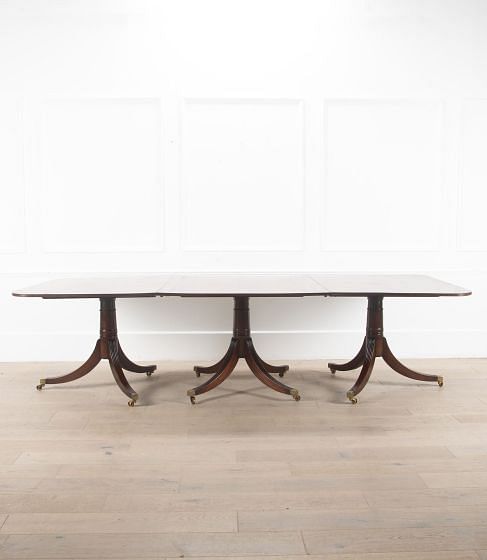 Late 20th Century Georgian Style Three Pillar Mahogany Dining Table TD9938322
