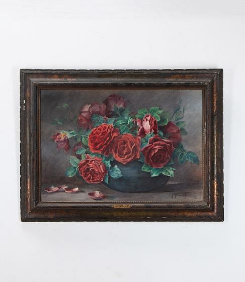 19th Century French Flower Oil Painting by E. Filliard WD026239