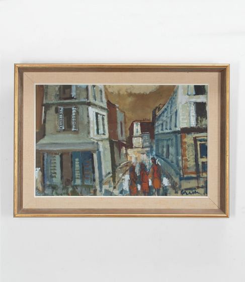 Mid-20th Century Swedish Oil Painting 'Figures in a Paris Street' WD1240930