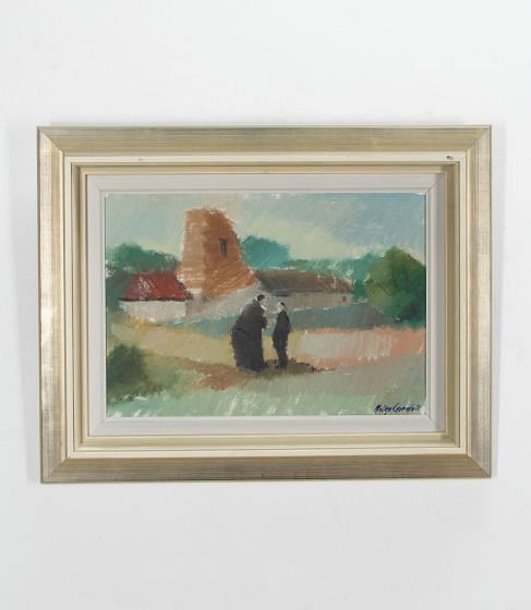 Mid-20th Century Swedish Oil Painting 'Village Gossip' WD1240936