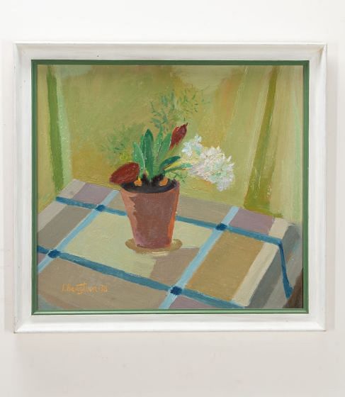 1930s Swedish Oil on Board Painting 'Windowsill Still Life' WD1241813