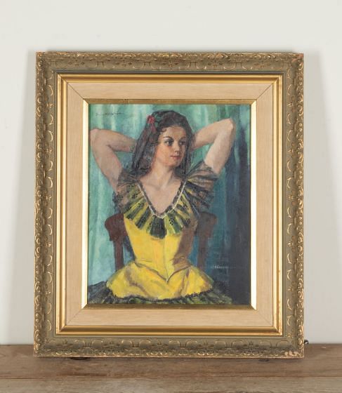 20th Century Swedish Oil on Canvas Painting 'Portrait of a young Spanish Girl' WD1243053