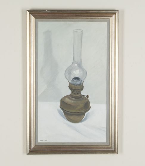 20th Century Swedish Original Oil on Canvas Painting 'Oil Lamp' WD1243059