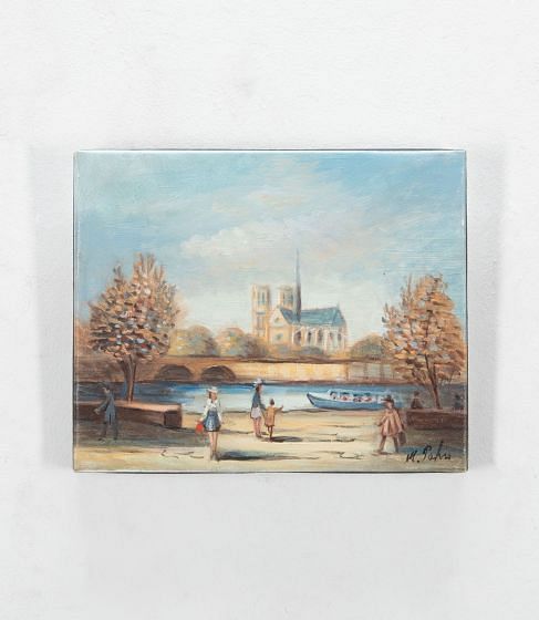 Signed Oil Painting 'By The River Seine' WD1536734