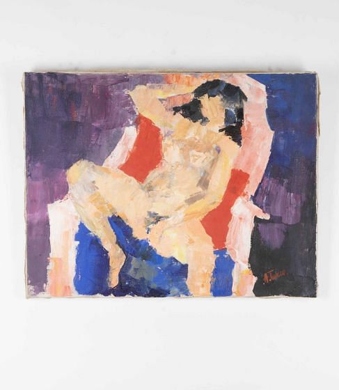 20th Century French Oil Painting Seated Nude by Andre Turco WD1540113