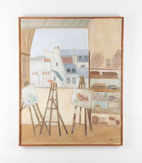 Large 20th Century French Oil on Canvas Painting 'The Artist's Atelier' WD1541959