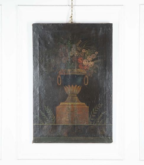 18th Century Italian Painting of Country Flowers in a Blue and Gilt Handled Medici Urn WD2830940